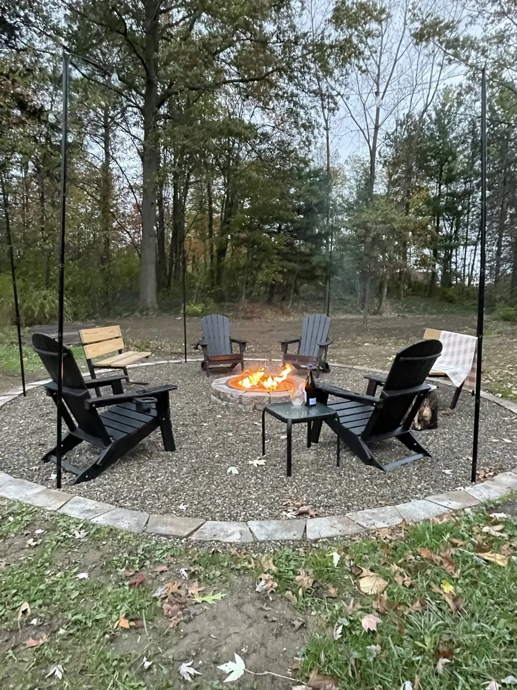 Custom fire pit in use