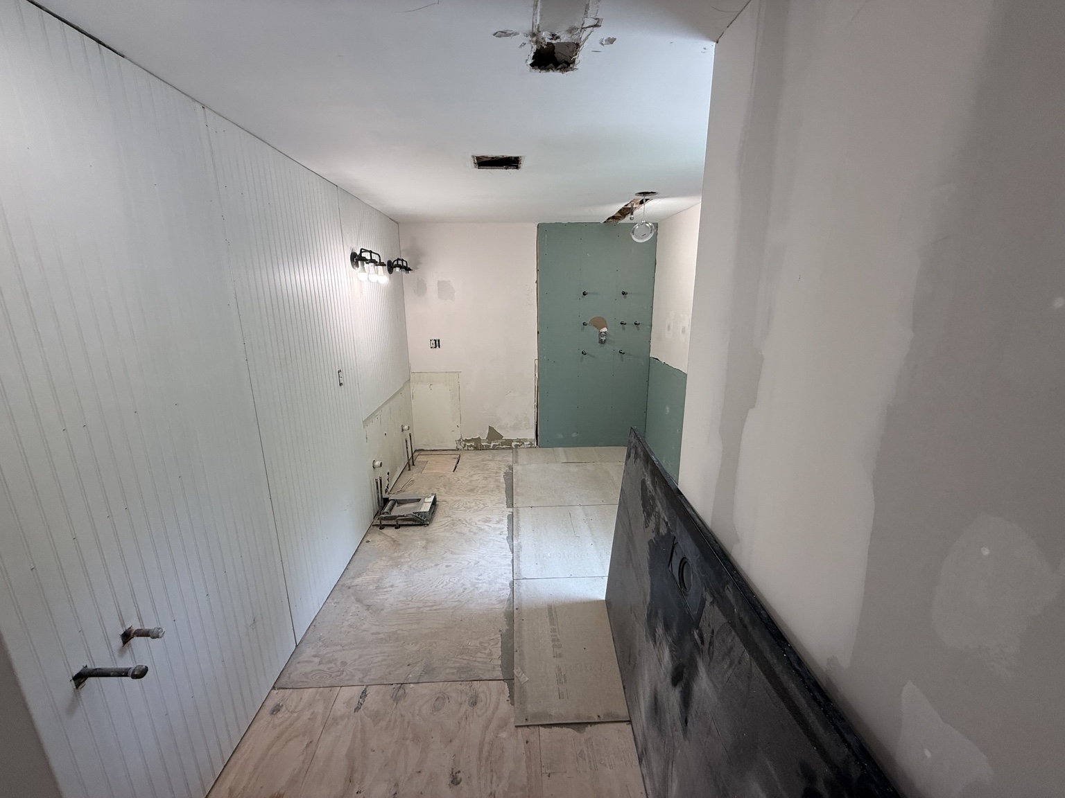Bathroom renovation before completion