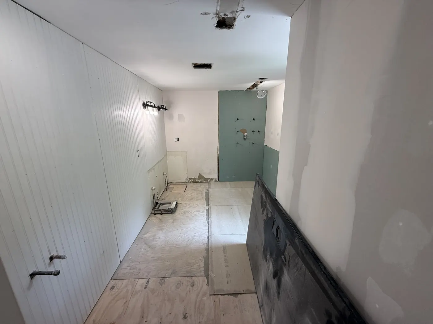 Master bathroom prepared for new finishes